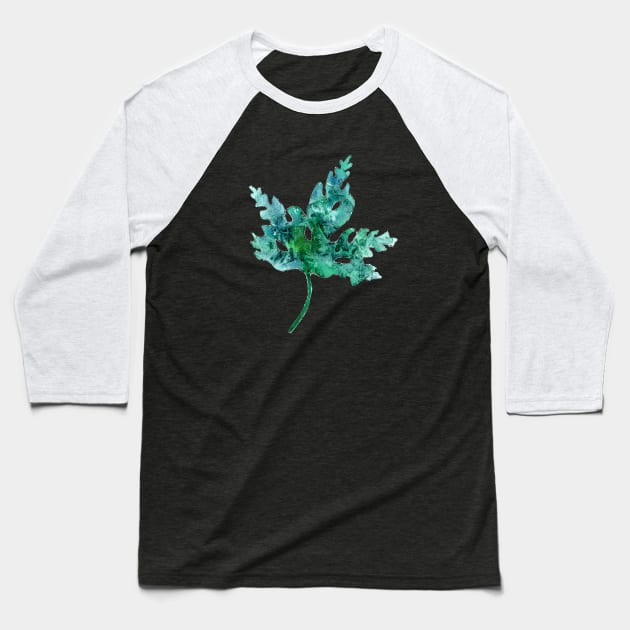 Leaf in emerald green Baseball T-Shirt by thryngreen